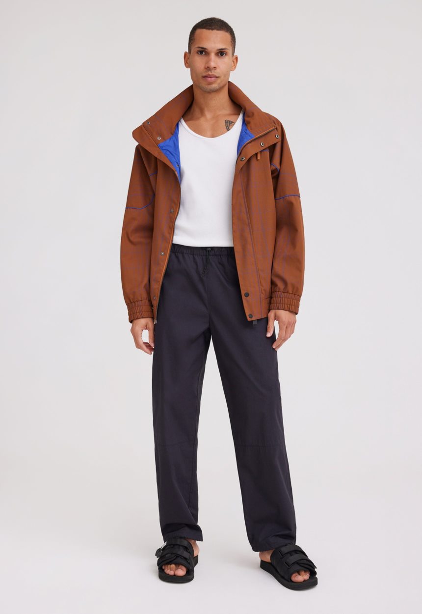 Jac + Jack NAGNATA Wool Check Windbreaker - Bronze/Lapis